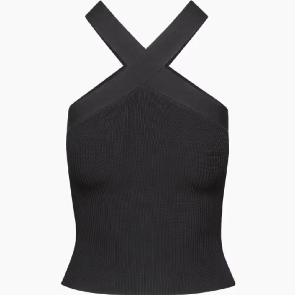 Babaton Sculpt Knit Criss Cross Tank in Black Size M